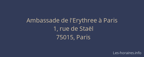 Ambassade de l'Erythree à Paris