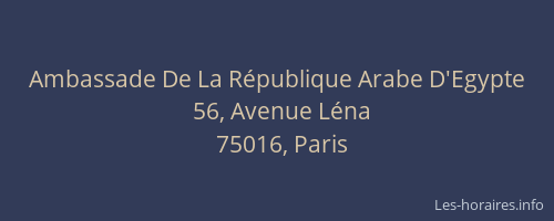 Ambassade De La République Arabe D'Egypte