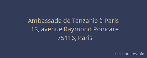 Ambassade de Tanzanie à Paris