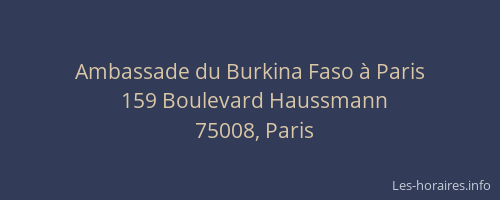 Ambassade du Burkina Faso à Paris