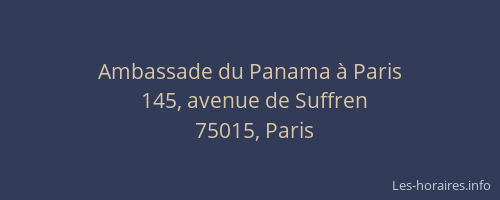 Ambassade du Panama à Paris