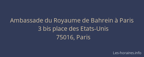 Ambassade du Royaume de Bahrein à Paris