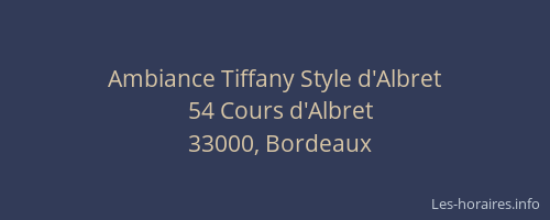 Ambiance Tiffany Style d'Albret