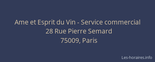 Ame et Esprit du Vin - Service commercial