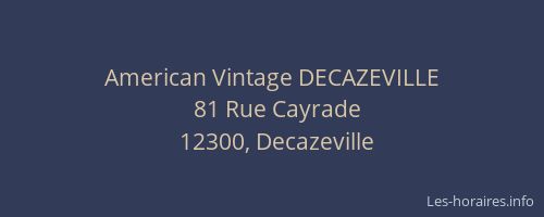 American Vintage DECAZEVILLE