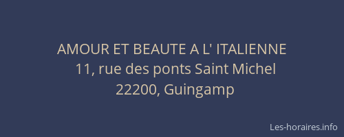 AMOUR ET BEAUTE A L' ITALIENNE