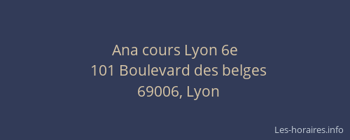 Ana cours Lyon 6e