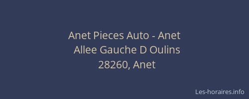 Anet Pieces Auto - Anet
