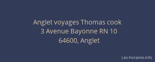Anglet voyages Thomas cook