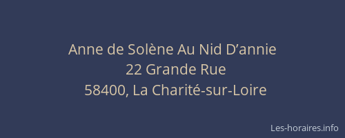 Anne de Sol&egrave;ne Au Nid D’annie