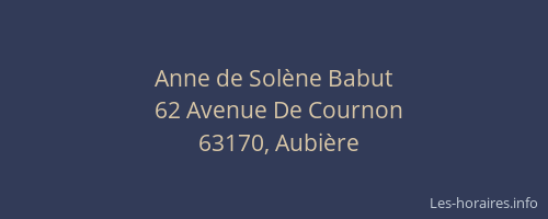 Anne de Sol&egrave;ne Babut