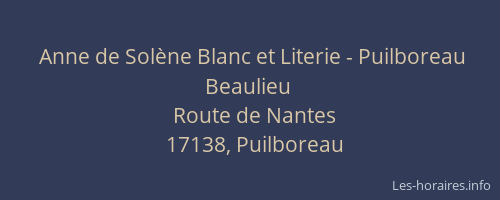 Anne de Solène Blanc et Literie - Puilboreau Beaulieu