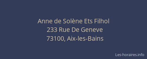 Anne de Sol&egrave;ne Ets Filhol