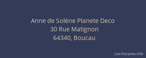 Anne de Sol&egrave;ne Planete Deco