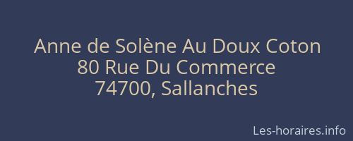 Anne de Solène Au Doux Coton