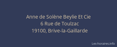 Anne de Solène Beylie Et Cie