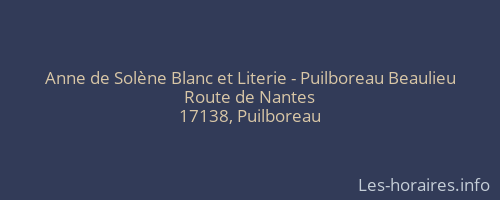 Anne de Solène Blanc et Literie - Puilboreau Beaulieu
