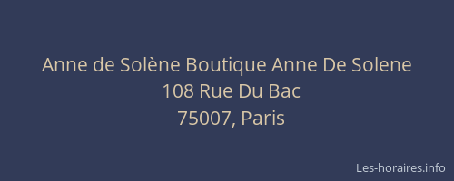 Anne de Solène Boutique Anne De Solene