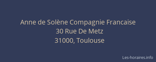 Anne de Solène Compagnie Francaise