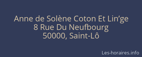 Anne de Solène Coton Et Lin’ge
