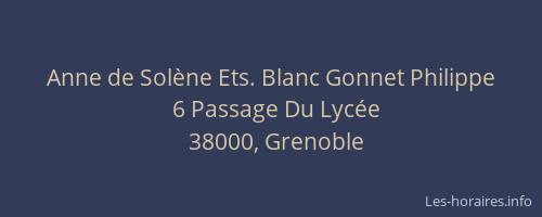 Anne de Solène Ets. Blanc Gonnet Philippe