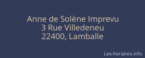 Anne de Solène Imprevu