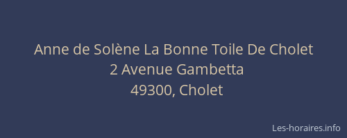 Anne de Solène La Bonne Toile De Cholet