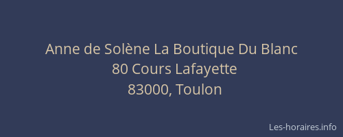 Anne de Solène La Boutique Du Blanc