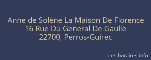 Anne de Solène La Maison De Florence