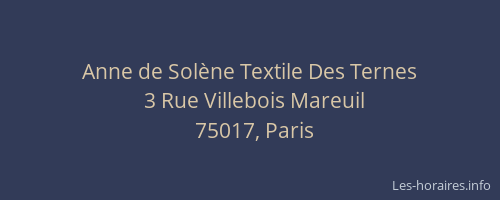 Anne de Solène Textile Des Ternes