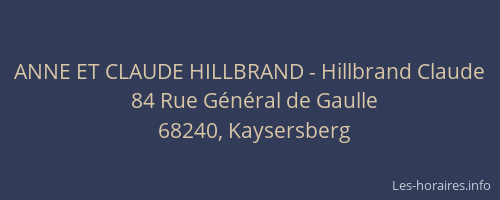 ANNE ET CLAUDE HILLBRAND - Hillbrand Claude