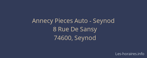 Annecy Pieces Auto - Seynod