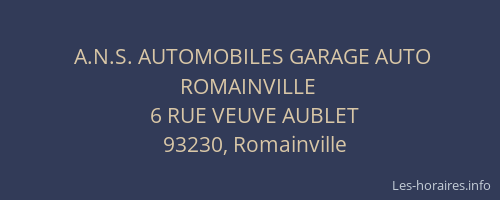 A.N.S. AUTOMOBILES GARAGE AUTO ROMAINVILLE