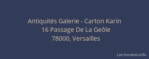 Antiquités Galerie - Carton Karin