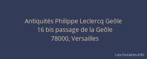 Antiquités Philippe Leclercq Geôle