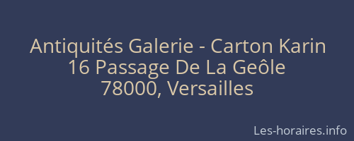 Antiquités Galerie - Carton Karin