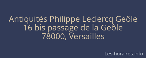 Antiquités Philippe Leclercq Geôle