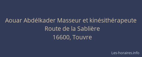 Aouar Abd&eacute;lkader Masseur et kin&eacute;sith&eacute;rapeute