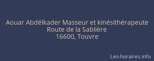 Aouar Abdélkader Masseur et kinésithérapeute