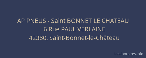 AP PNEUS - Saint BONNET LE CHATEAU