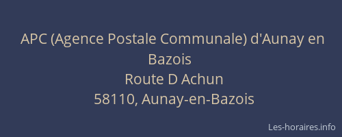 APC (Agence Postale Communale) d'Aunay en Bazois
