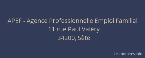 APEF - Agence Professionnelle Emploi Familial