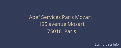 Apef Services Paris Mozart