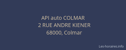 API auto COLMAR