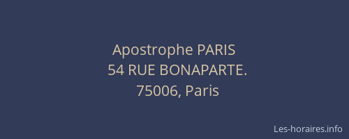 Apostrophe PARIS