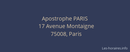 Apostrophe PARIS