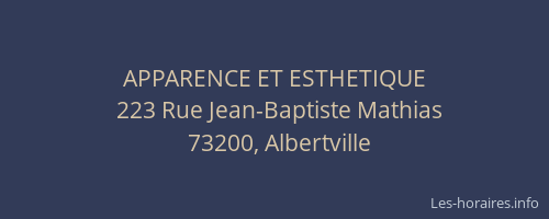 APPARENCE ET ESTHETIQUE