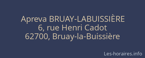 Apreva BRUAY-LABUISSIÈRE