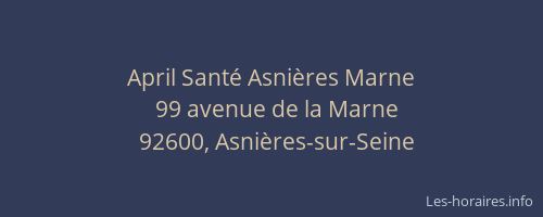 April Santé Asnières Marne