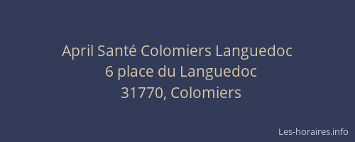 April Santé Colomiers Languedoc